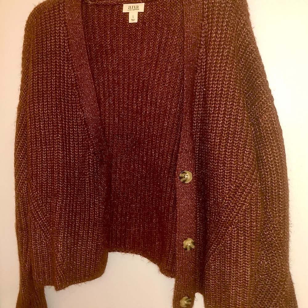 **WORN ONCE** Ana• Button Cardigan• Cherry Brown color• Womens L